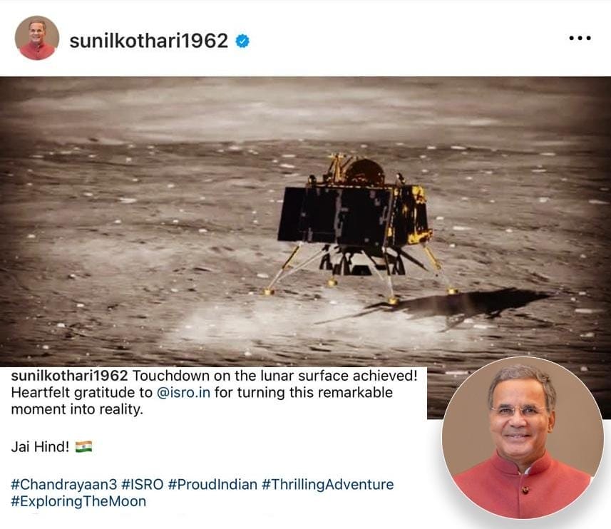 Sunil Kothari Congratulates ISRO on Chandrayaan-3: A Businessman and Philanthropist's Applause for India's Lunar Triumph